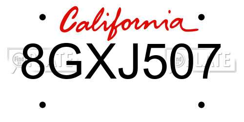8GXJ507 California License Plate