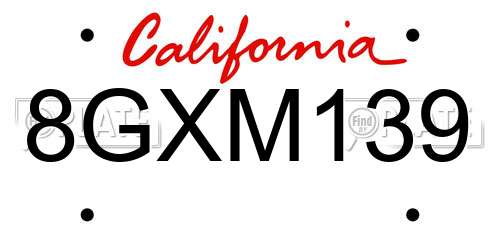 8GXM139 California License Plate