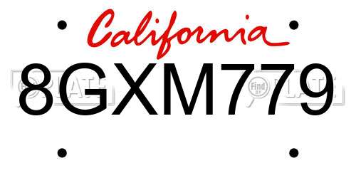 8GXM779 California License Plate