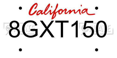 8GXT150 California License Plate
