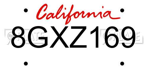 8GXZ169 California License Plate