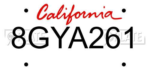 8GYA261 California License Plate