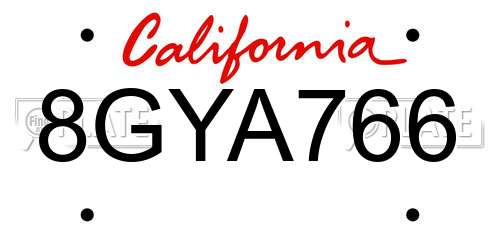 8GYA766 California License Plate