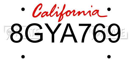 8GYA769 California License Plate