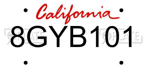 8GYB101 California License Plate