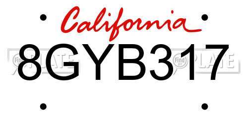8GYB317 California License Plate