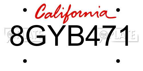 8GYB471 California License Plate