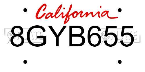 8GYB655 California License Plate