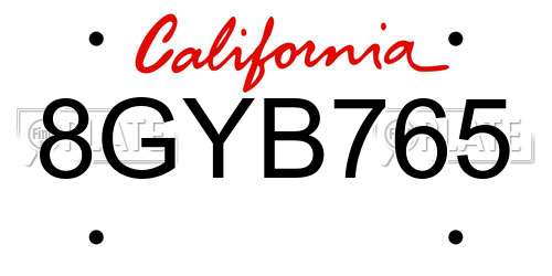 8GYB765 California License Plate