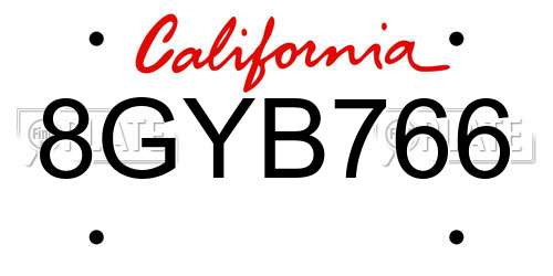 8GYB766 California License Plate