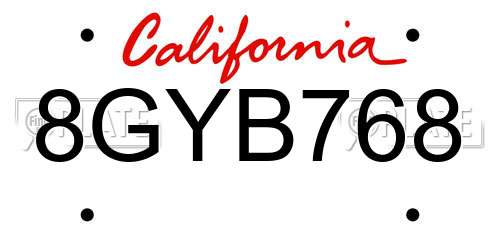 8GYB768 California License Plate