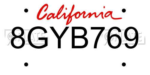 8GYB769 California License Plate