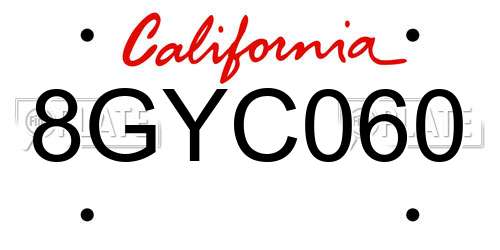 8GYC060 California License Plate