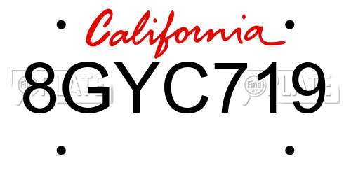 8GYC719 California License Plate