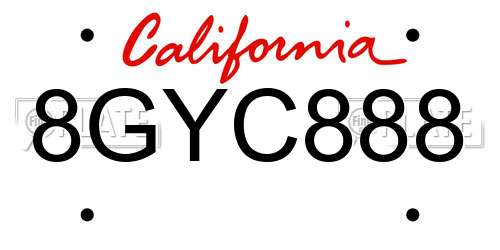 8GYC888 California License Plate