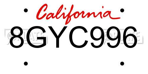 8GYC996 California License Plate