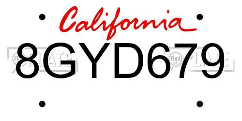 8GYD679 California License Plate