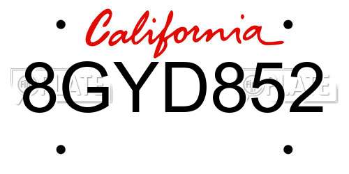 8GYD852 California License Plate