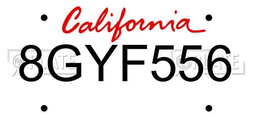 8GYF556 California License Plate