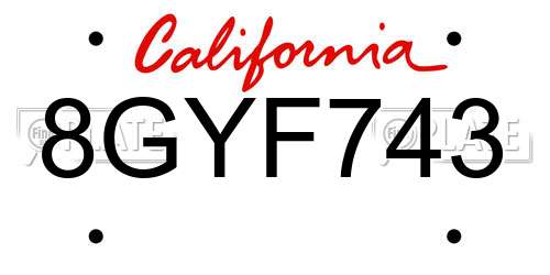 8GYF743 California License Plate