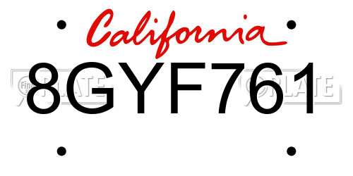 8GYF761 California License Plate