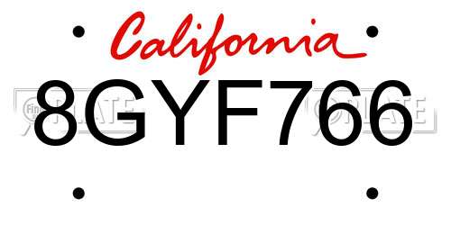 8GYF766 California License Plate