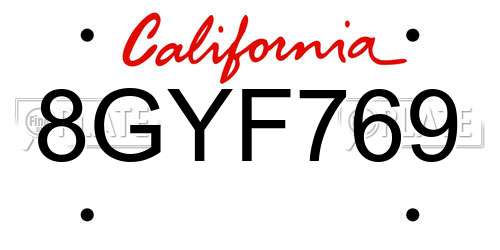 8GYF769 California License Plate