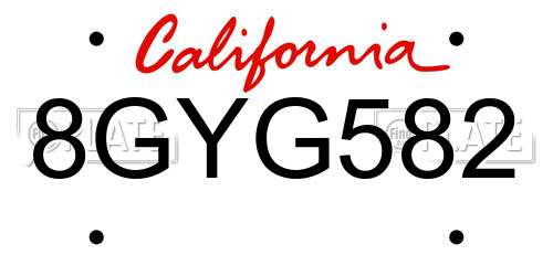 8GYG582 California License Plate