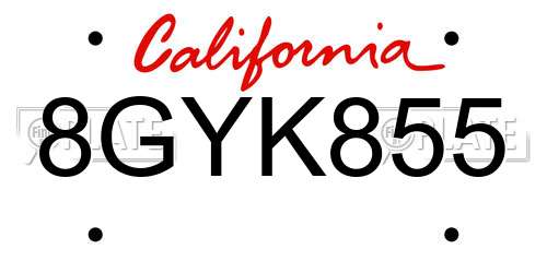 8GYK855 California License Plate