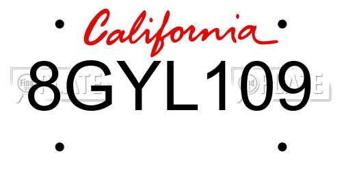 8GYL109 California License Plate
