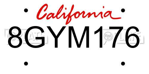 8GYM176 California License Plate