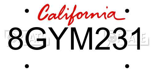 8GYM231 California License Plate