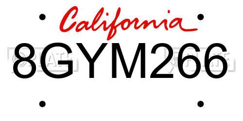 8GYM266 California License Plate