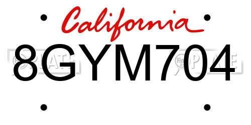 8GYM704 California License Plate