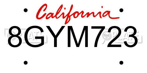 8GYM723 California License Plate