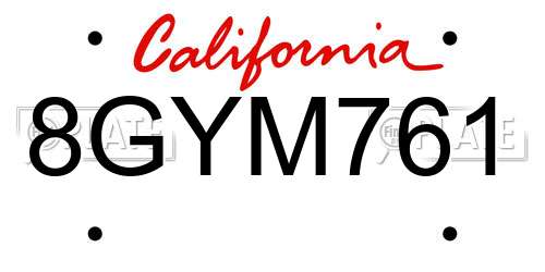 8GYM761 California License Plate