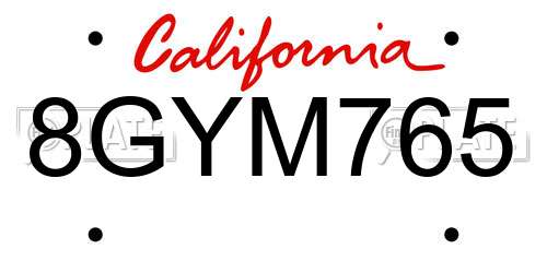 8GYM765 California License Plate