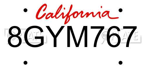8GYM767 California License Plate