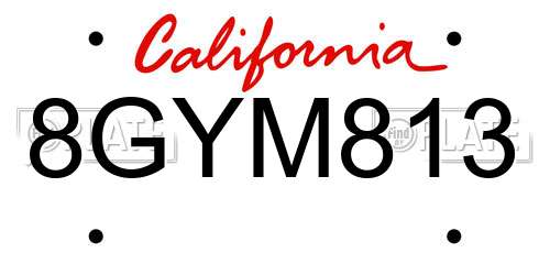 8GYM813 California License Plate