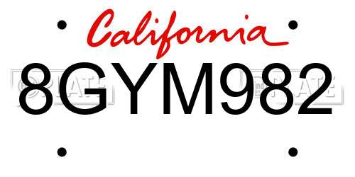 8GYM982 California License Plate