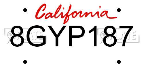 8GYP187 California License Plate