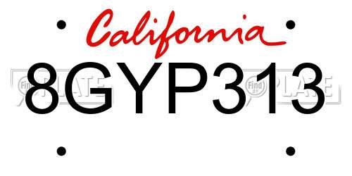 8GYP313 California License Plate