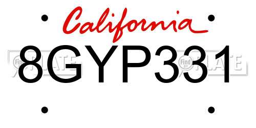 8GYP331 California License Plate