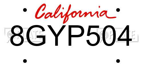 8GYP504 California License Plate