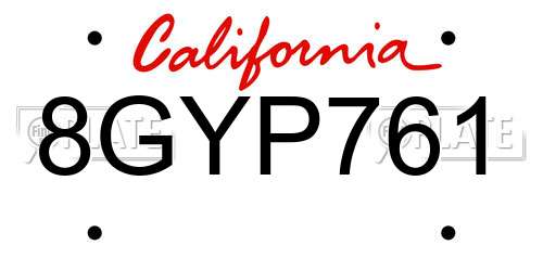 8GYP761 California License Plate
