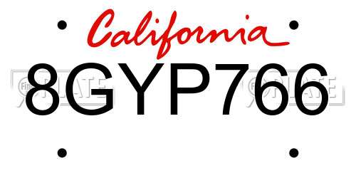 8GYP766 California License Plate