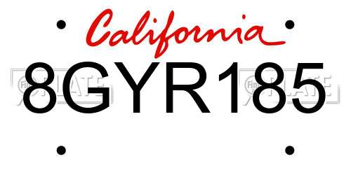 8GYR185 California License Plate