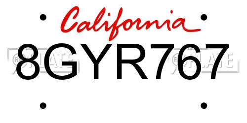 8GYR767 California License Plate