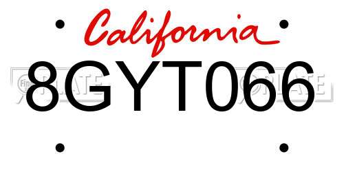 8GYT066 California License Plate