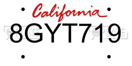 8GYT719 California License Plate